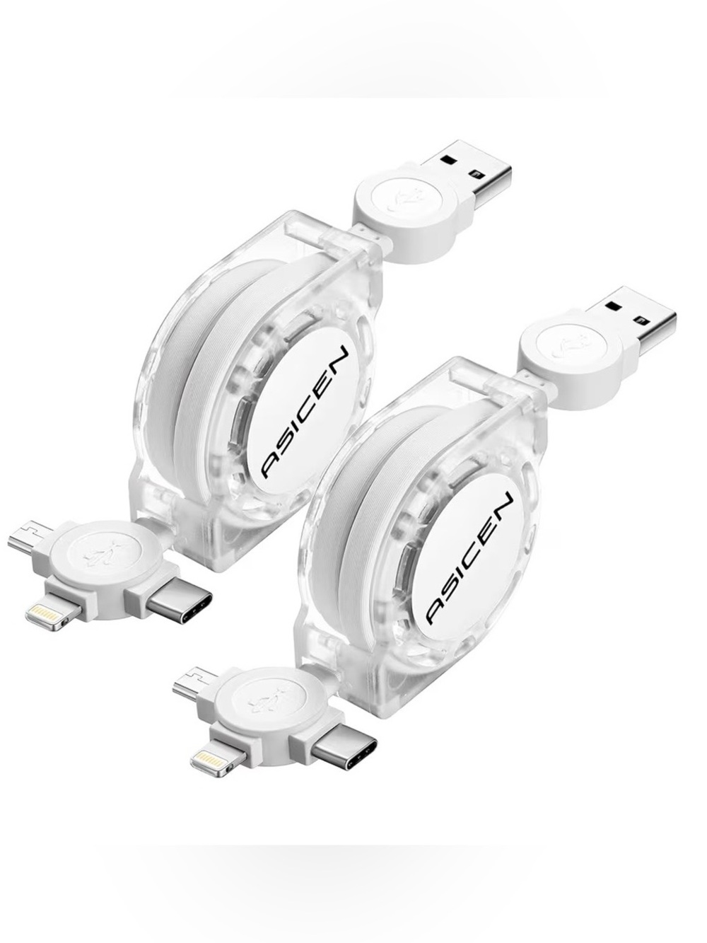 2Pack 3 in 1 Retractable Multi Charging Cable